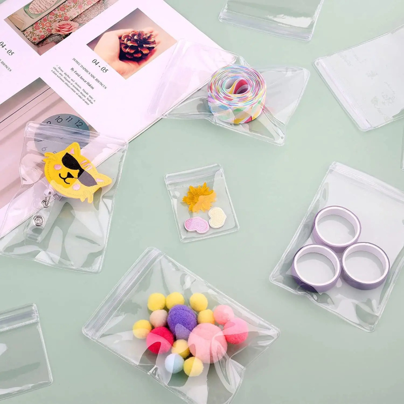 Set de 120 bucăți: Pungi transparente din plastic pentru bijuterii, pungi sigilate cu fermoar îngroșate, PVC anti-oxidare, în 3 mărimi