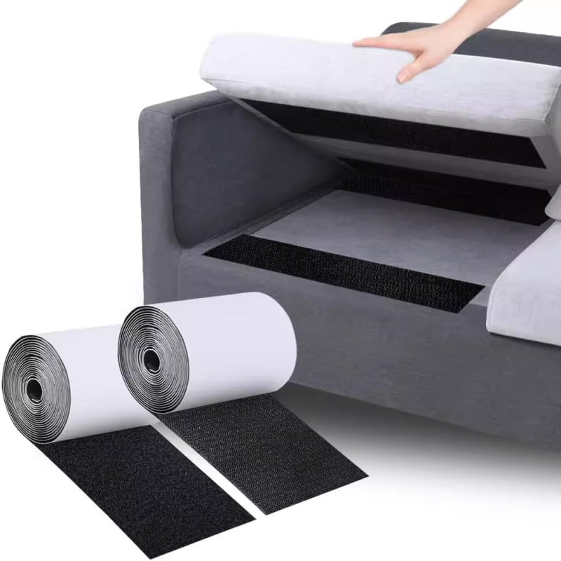 Husa de canapea cu Velcro pentru fixarea pernelor, material nylon-poliester 50/50, spate aderent puternic și închidere cu cârlig și buclă pentru anti-derapare la spate.