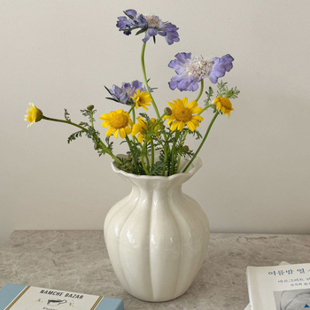 Vază ceramică în stil nordic pentru decorul casei cu flori artificiale