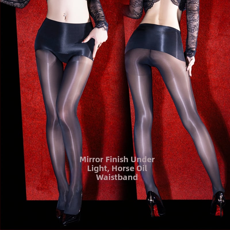 Colanți fără cusături 360°, talie înaltă, luciu uleios-satinat, catifelat, reflexie oglindă, elasticitate ridicată, negru gros estetică