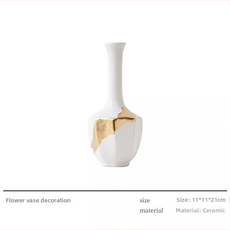 Vază ceramică în stil Zen, cu aspect auriu, pentru aranjamente florale, decor vintage pentru living și ceainărie