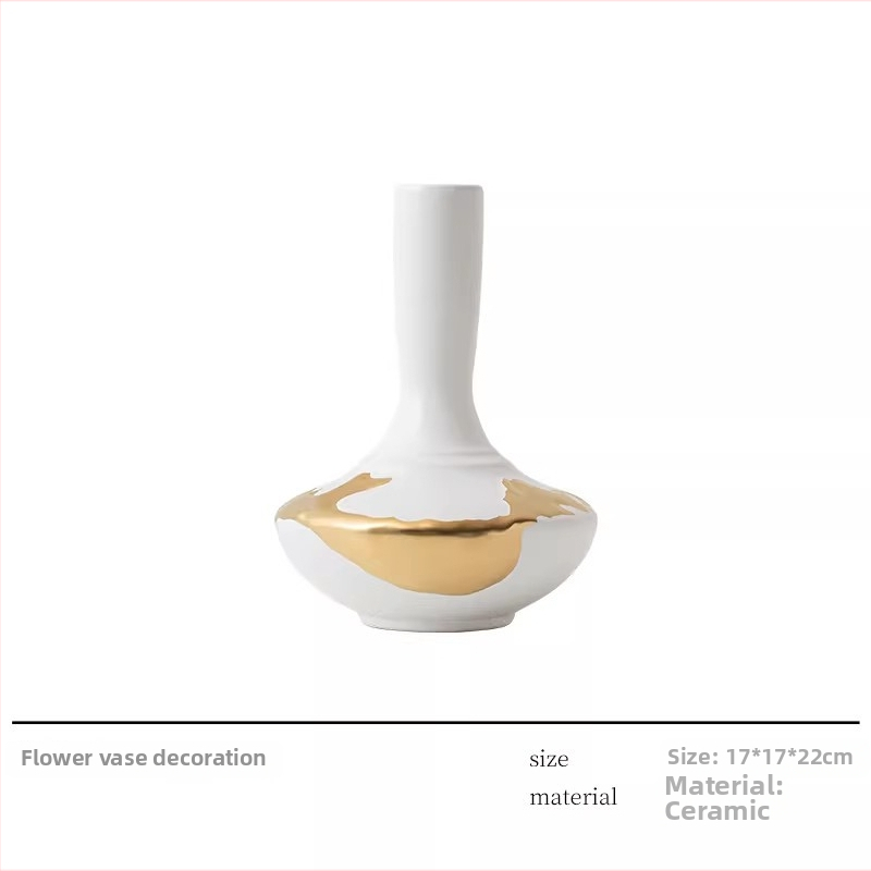 Vază ceramică în stil Zen, cu aspect auriu, pentru aranjamente florale, decor vintage pentru living și ceainărie