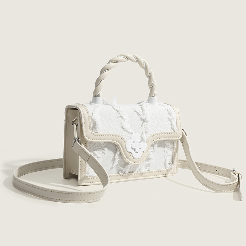Geantă de mână din piele naturală cu ciucuri, mică și pătrată pentru femei, toamnă-iarnă 2023, versatilă, cu curea crossbody.