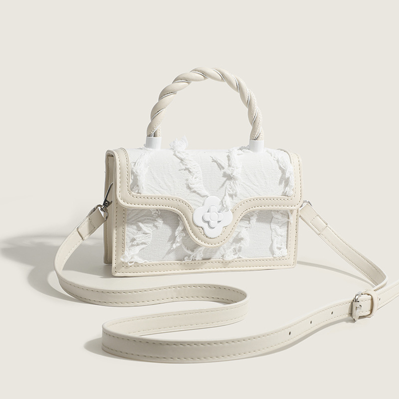 Geantă de mână din piele naturală cu ciucuri, mică și pătrată pentru femei, toamnă-iarnă 2023, versatilă, cu curea crossbody.