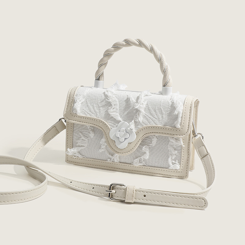 Geantă de mână din piele naturală cu ciucuri, mică și pătrată pentru femei, toamnă-iarnă 2023, versatilă, cu curea crossbody.