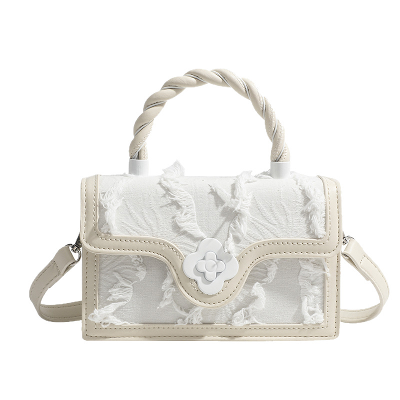 Geantă de mână din piele naturală cu ciucuri, mică și pătrată pentru femei, toamnă-iarnă 2023, versatilă, cu curea crossbody.