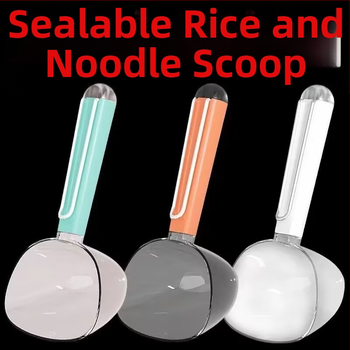 Lingură multifuncțională de bucătărie pentru cereale, cu lingură de măsurare, lingură pentru noodles și clips de sigilare a pachetelor de gustări