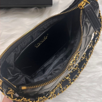 Geantă subraț 23K, model diamantat, formă semilună, damă vintage premium