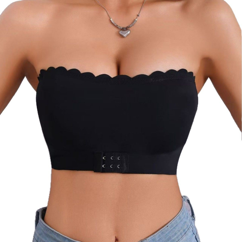 Sutien fără bretele cu push-up, închidere frontală, benzi din silicon antiderapante, spate respirabil