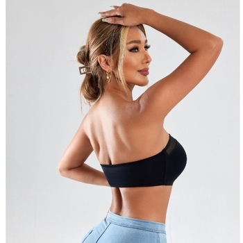 Sutien bustier fără bretele, cu burete, fără cusături, din material Ice Silk respirabil, pentru femei.