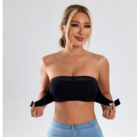 Sutien bustier fără bretele, cu burete, fără cusături, din material Ice Silk respirabil, pentru femei.