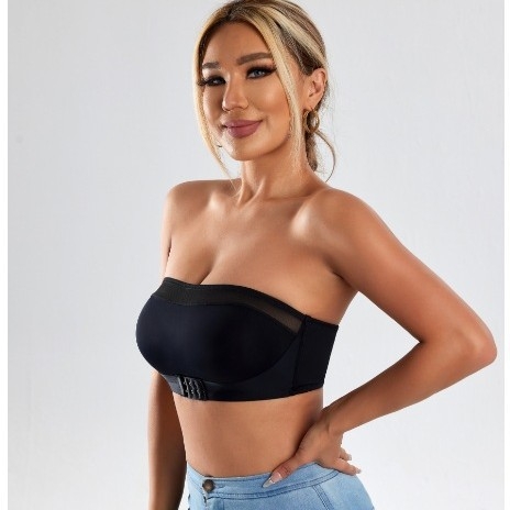 Sutien bustier fără bretele, cu burete, fără cusături, din material Ice Silk respirabil, pentru femei.