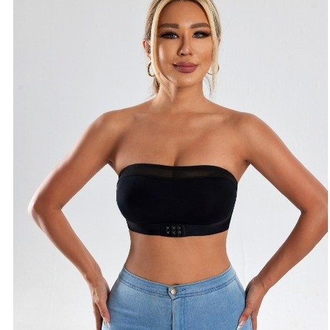 Sutien bustier fără bretele, cu burete, fără cusături, din material Ice Silk respirabil, pentru femei.