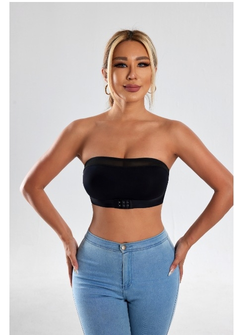 Sutien bustier fără bretele, cu burete, fără cusături, din material Ice Silk respirabil, pentru femei.