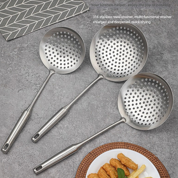 Colander din oțel inoxidabil 316, design integrat îngroșat, mâner lung, pentru gătit, fiert și prăjit