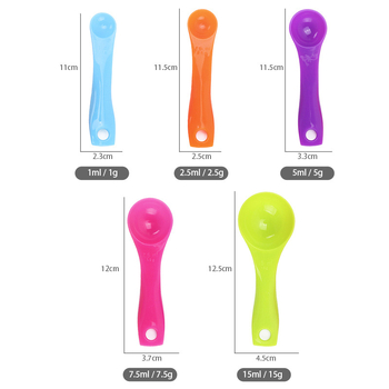Set de 5 linguri măsură colorate, cu marcaje de dimensiune, material durabil, sigur pentru alimente, pentru gătit și coacere