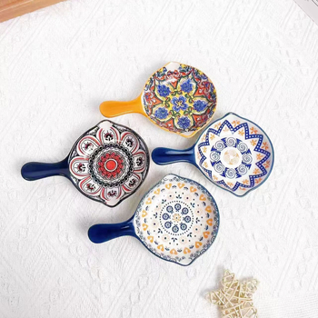 Vas ceramic cu mâner, în stil boem japonez, pentru condimente, utilizare casnică, formă neregulată, farfurie pentru sos de soia, vase pentru hot pot