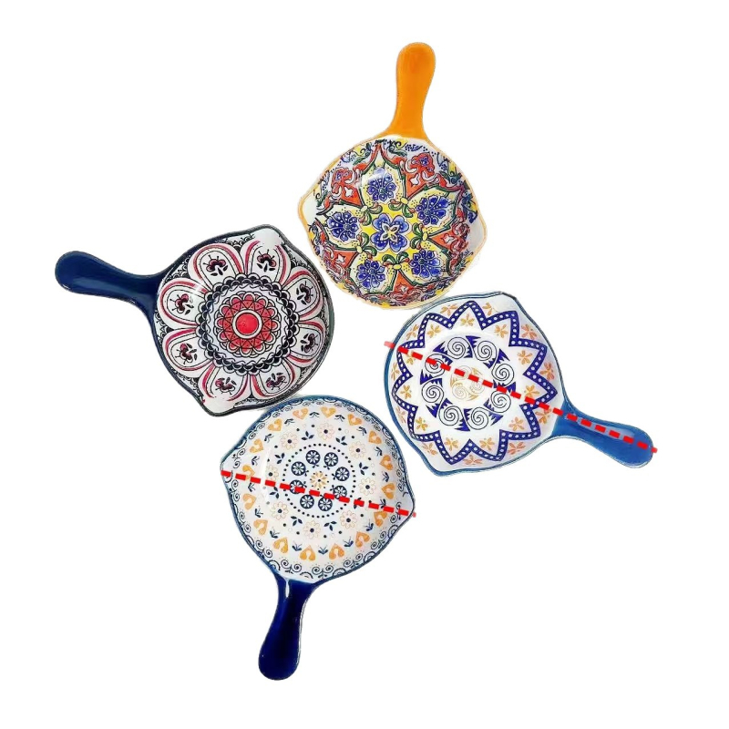 Vas ceramic cu mâner, în stil boem japonez, pentru condimente, utilizare casnică, formă neregulată, farfurie pentru sos de soia, vase pentru hot pot
