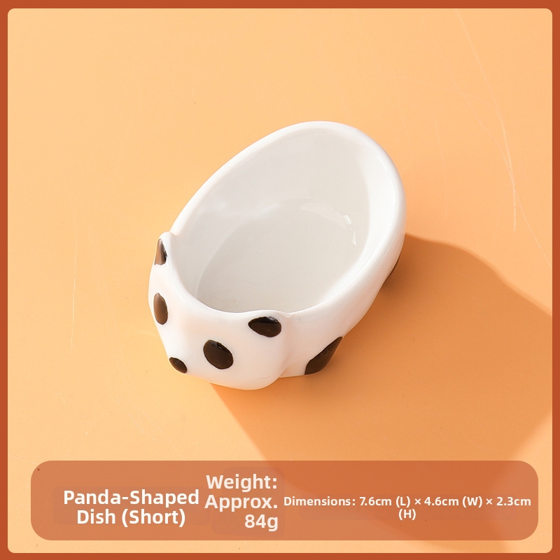 Farfurie ceramic Panda pentru sosuri, utilizare casnică, design drăguț, potrivită pentru sos de soia, oțet și sos pentru hot pot.