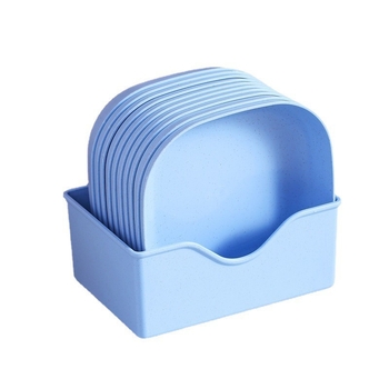 Vas pătrat din plastic, din paie de grâu, pentru gustări și fructe, diametru 14–14,9 cm
