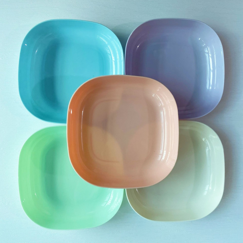 Vas pătrat din plastic, din paie de grâu, pentru gustări și fructe, diametru 14–14,9 cm