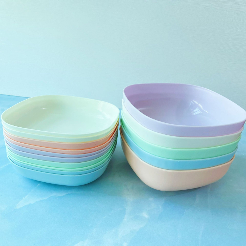 Vas pătrat din plastic, din paie de grâu, pentru gustări și fructe, diametru 14–14,9 cm