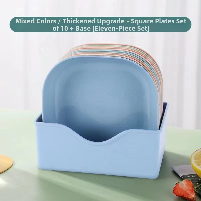 Vas pătrat din plastic, din paie de grâu, pentru gustări și fructe, diametru 14–14,9 cm