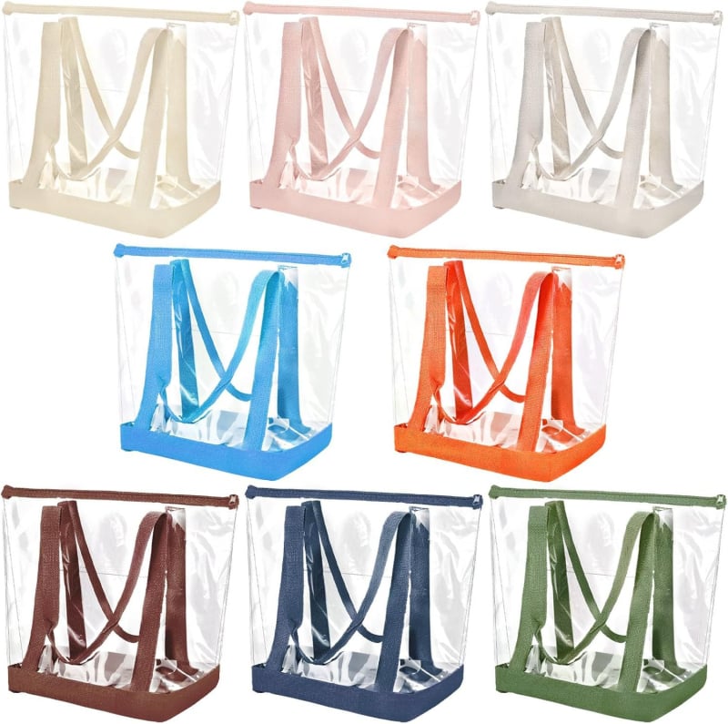 Geantă transparentă din PVC personalizabilă 2025, cu fermoar multicolor