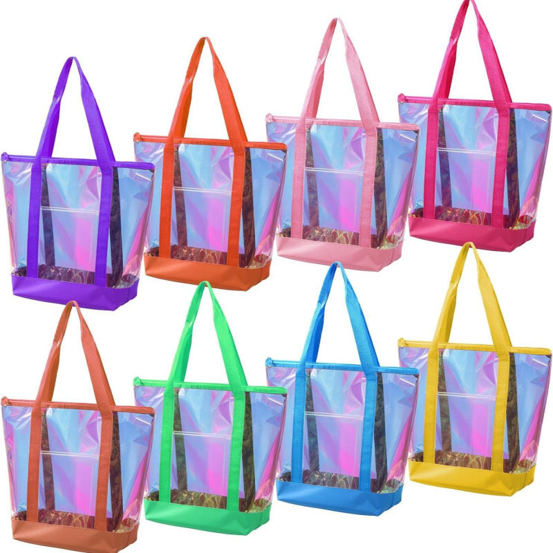 Geantă transparentă din PVC personalizabilă 2025, cu fermoar multicolor
