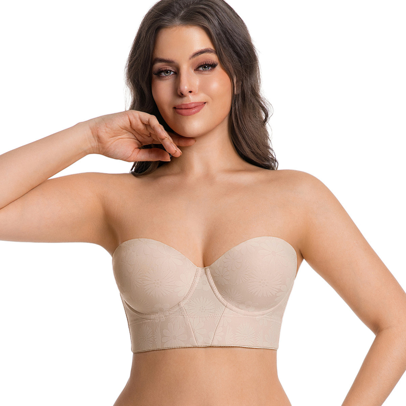 Sutien fără bretele pentru plus size, cu armătură detașabilă, bretele detașabile, susținere laterală a sânilor și efect push-up
