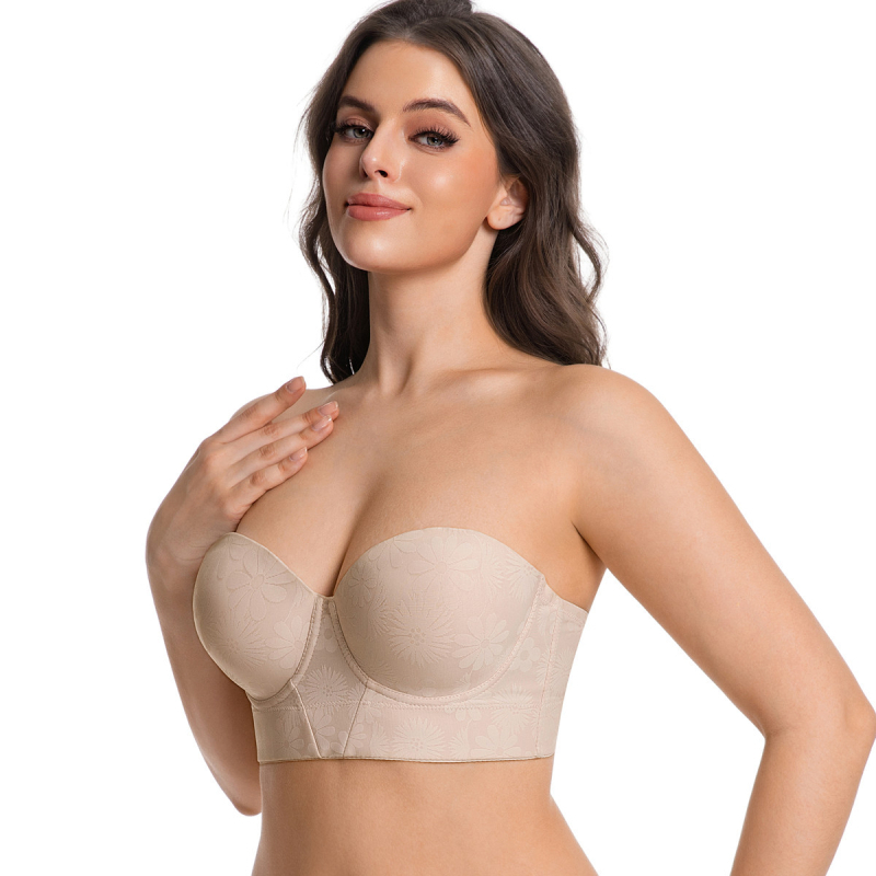 Sutien fără bretele pentru plus size, cu armătură detașabilă, bretele detașabile, susținere laterală a sânilor și efect push-up