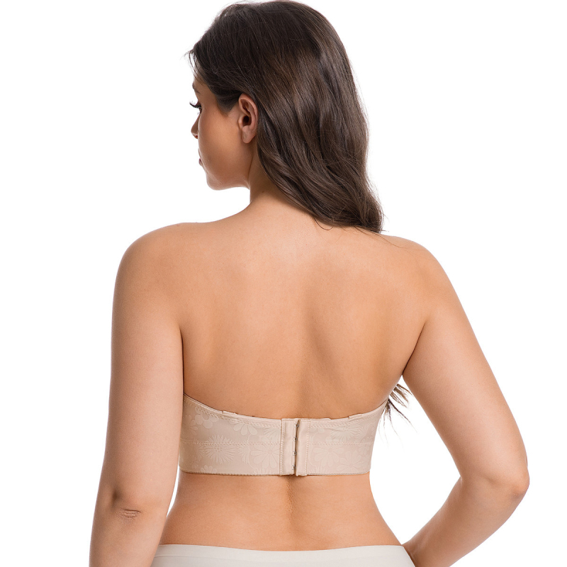Sutien fără bretele pentru plus size, cu armătură detașabilă, bretele detașabile, susținere laterală a sânilor și efect push-up