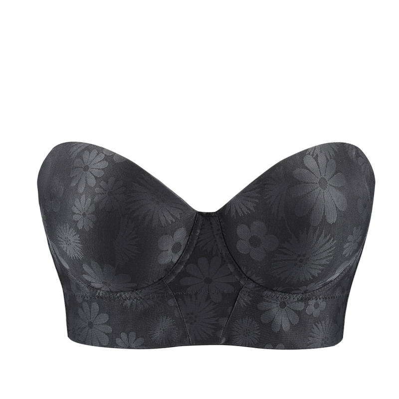 Sutien fără bretele pentru plus size, cu armătură detașabilă, bretele detașabile, susținere laterală a sânilor și efect push-up