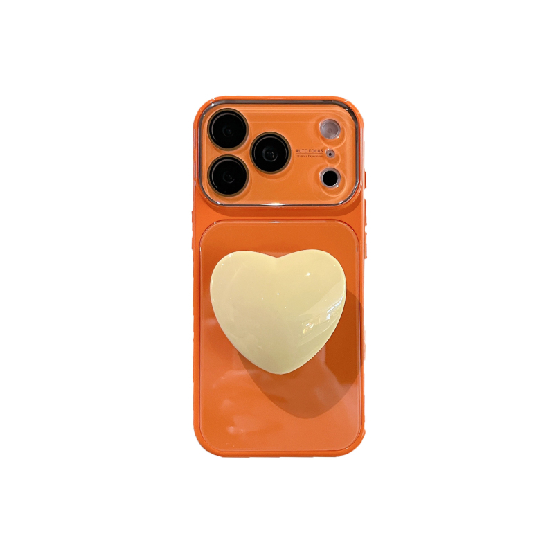 Carcasă din sticlă cu blocare pe culoare și suport în formă de inimă, stil Ins, 2-în-1, acoperire completă pentru iPhone 17 Pro Max și iPhone 16