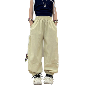 Pantaloni de vară antițânțari pentru copii, uscare rapidă, subțiri, stil coreean, patchwork respirabil, jogger cu manșete pentru copii