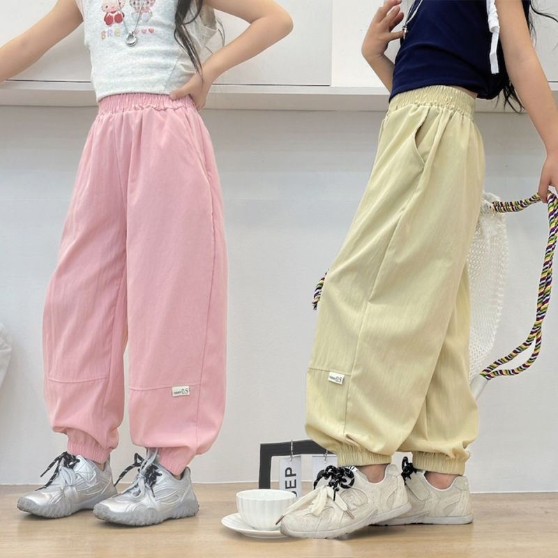Pantaloni de vară antițânțari pentru copii, uscare rapidă, subțiri, stil coreean, patchwork respirabil, jogger cu manșete pentru copii