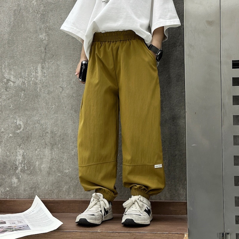 Pantaloni de vară antițânțari pentru copii, uscare rapidă, subțiri, stil coreean, patchwork respirabil, jogger cu manșete pentru copii