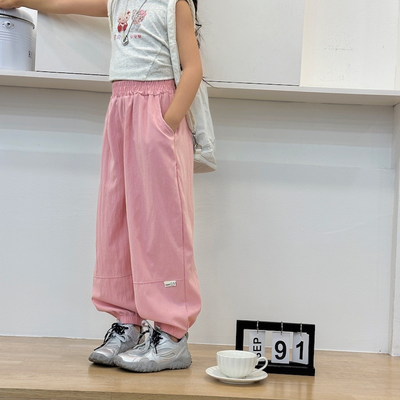 Pantaloni de vară antițânțari pentru copii, uscare rapidă, subțiri, stil coreean, patchwork respirabil, jogger cu manșete pentru copii