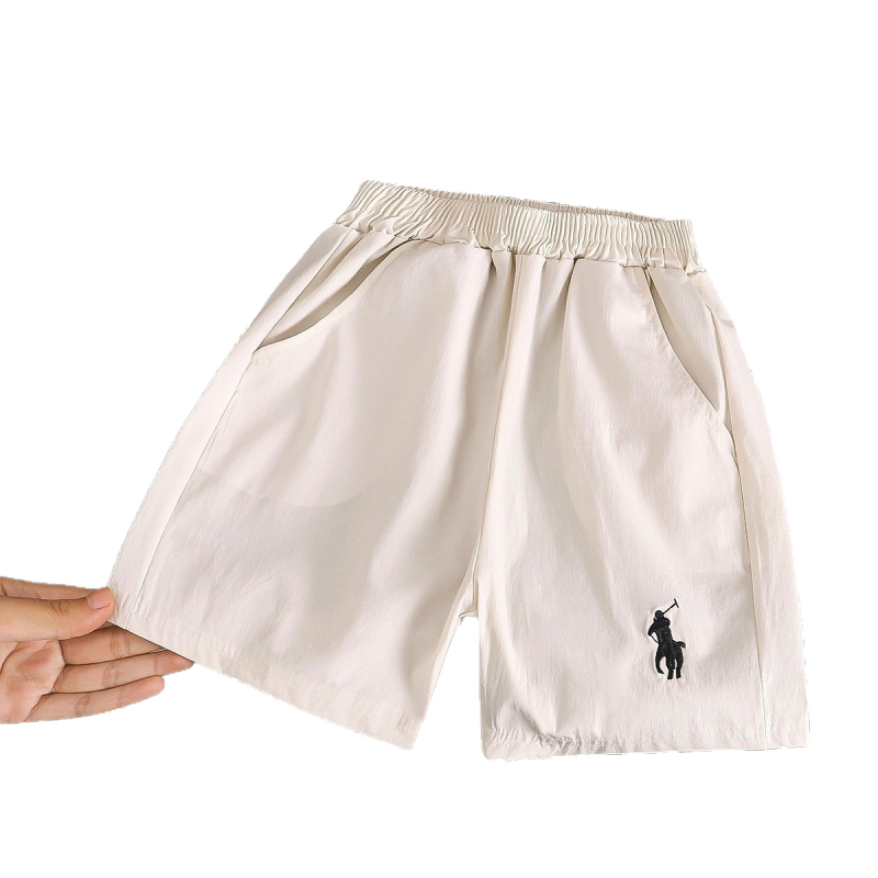 Șorturi cargo brodate pentru copii, unisex, ușoare, casual, 90% poliester, 3–8 ani