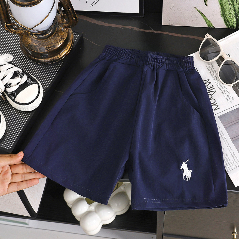 Șorturi cargo brodate pentru copii, unisex, ușoare, casual, 90% poliester, 3–8 ani