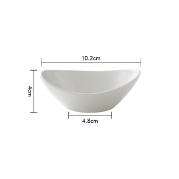 Farfurie mică de porțelan alb pentru condimente și sosuri, design minimalist modern