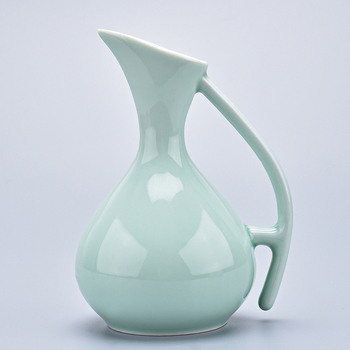 Dispenser de vin din porțelan celadon galben, set ceramic în stil chinezesc vintage, cu posibilitatea de logo