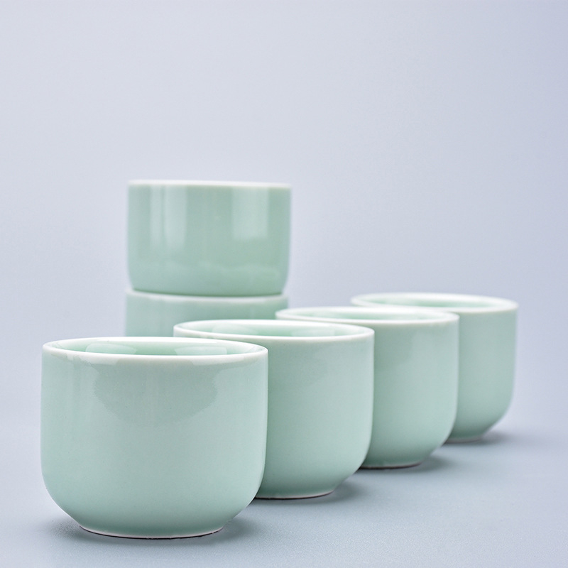 Dispenser de vin din porțelan celadon galben, set ceramic în stil chinezesc vintage, cu posibilitatea de logo