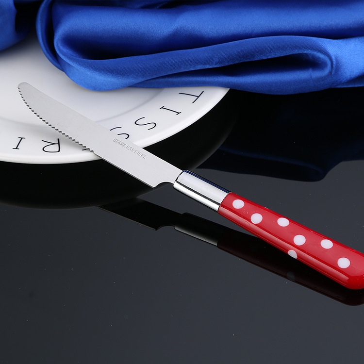 Set de tacâmuri din oțel inoxidabil, 24 piese, pentru masă occidentală – cuțite pentru felul principal, cuțite pentru steak, furculițe, linguri și linguri de supă, oțel inoxidabil 410