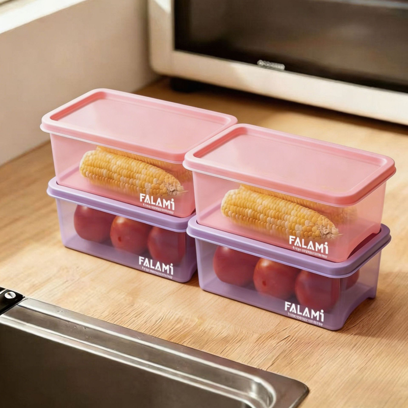 Falami4L roz și mov: recipient sigilat pentru frigider, conservare fructe și legume, de calitate alimentară