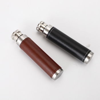 Flask din oțel inoxidabil cu husă din piele, 30 ml, fund rotund, recipient portabil pentru vin, stil european-american