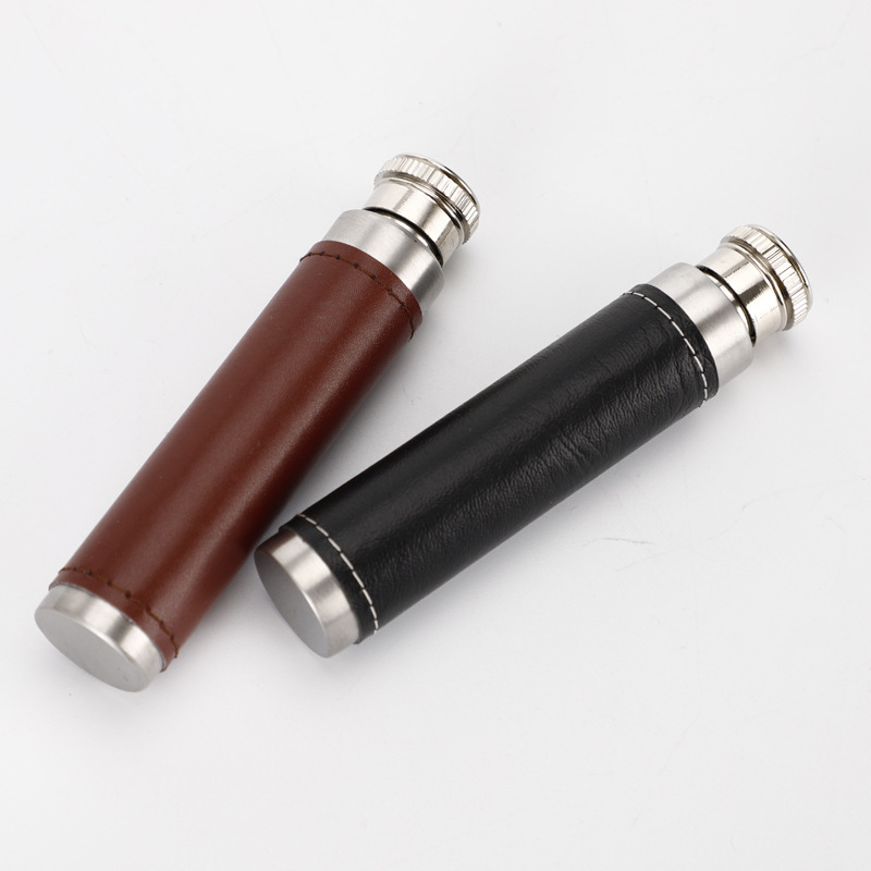 Flask din oțel inoxidabil cu husă din piele, 30 ml, fund rotund, recipient portabil pentru vin, stil european-american