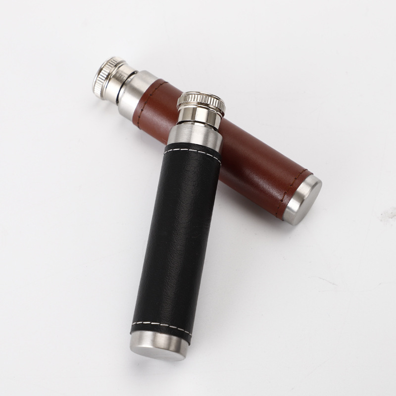 Flask din oțel inoxidabil cu husă din piele, 30 ml, fund rotund, recipient portabil pentru vin, stil european-american