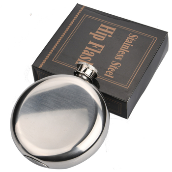 Flască rotundă din oțel inoxidabil, lustruită oglindă, pentru bărbați, portabilă, 5 oz, 95 g