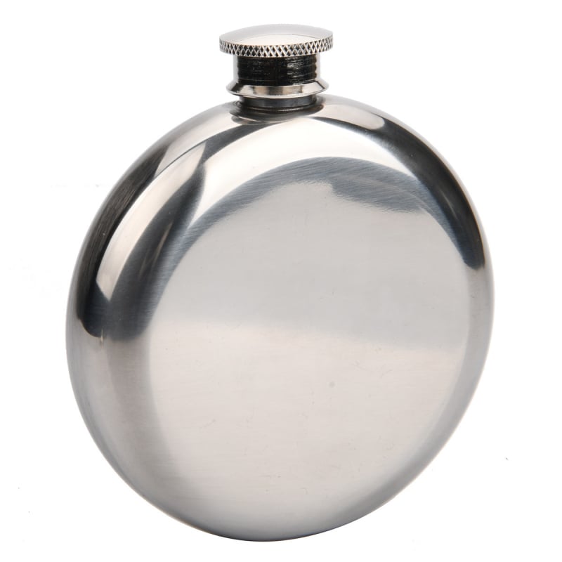 Flască rotundă din oțel inoxidabil, lustruită oglindă, pentru bărbați, portabilă, 5 oz, 95 g
